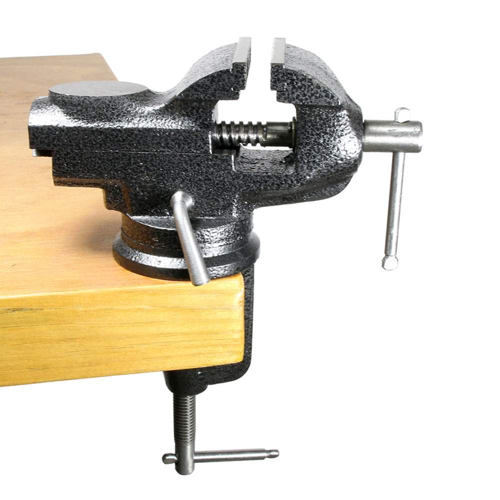 2-1/2″ Clamp-On Bench Vise with Anvil and 360° Locking Swivel Base