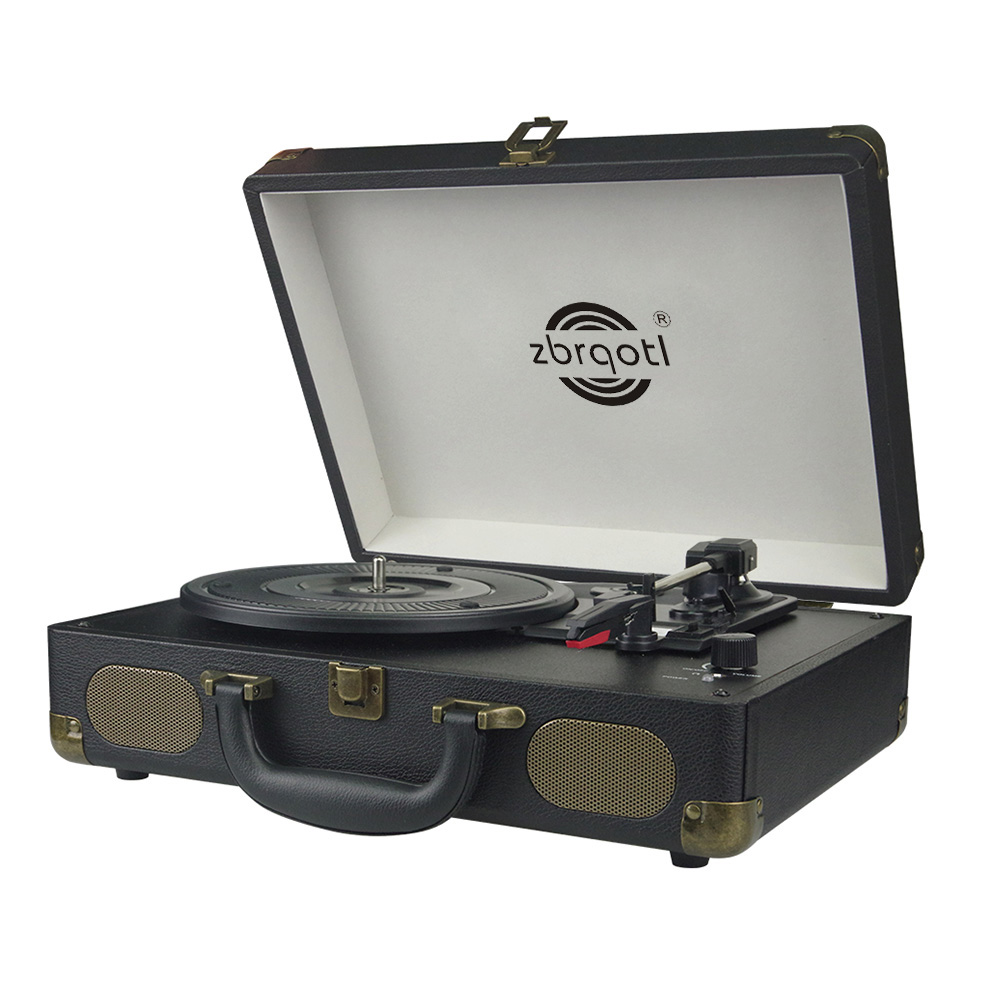 Vintage 3-Speed Bluetooth Portable Suitcase Record Player