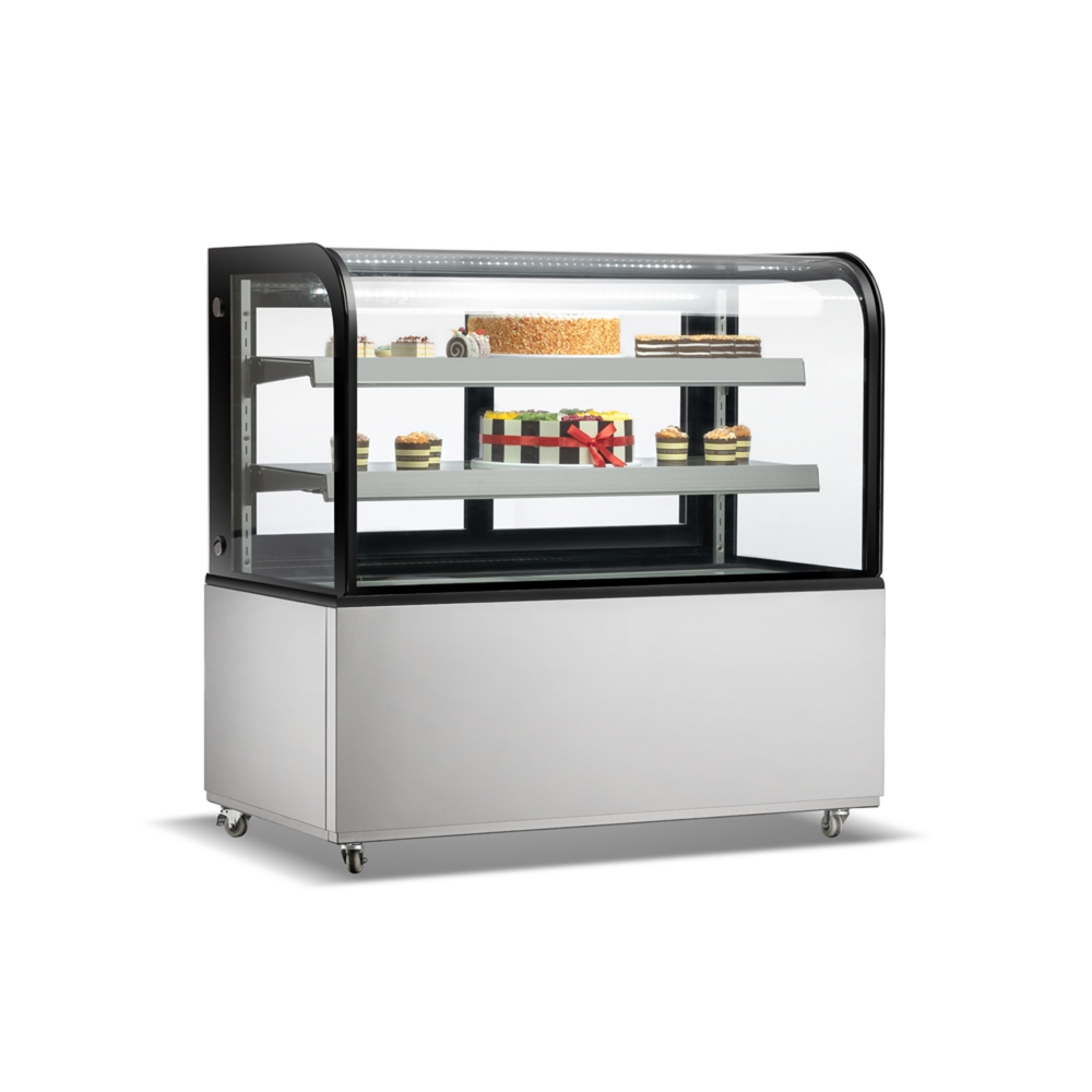 48 in. Commercial Bakery Display Case Curved Glass Stainless Steel Refrigerated Bakery Display Case