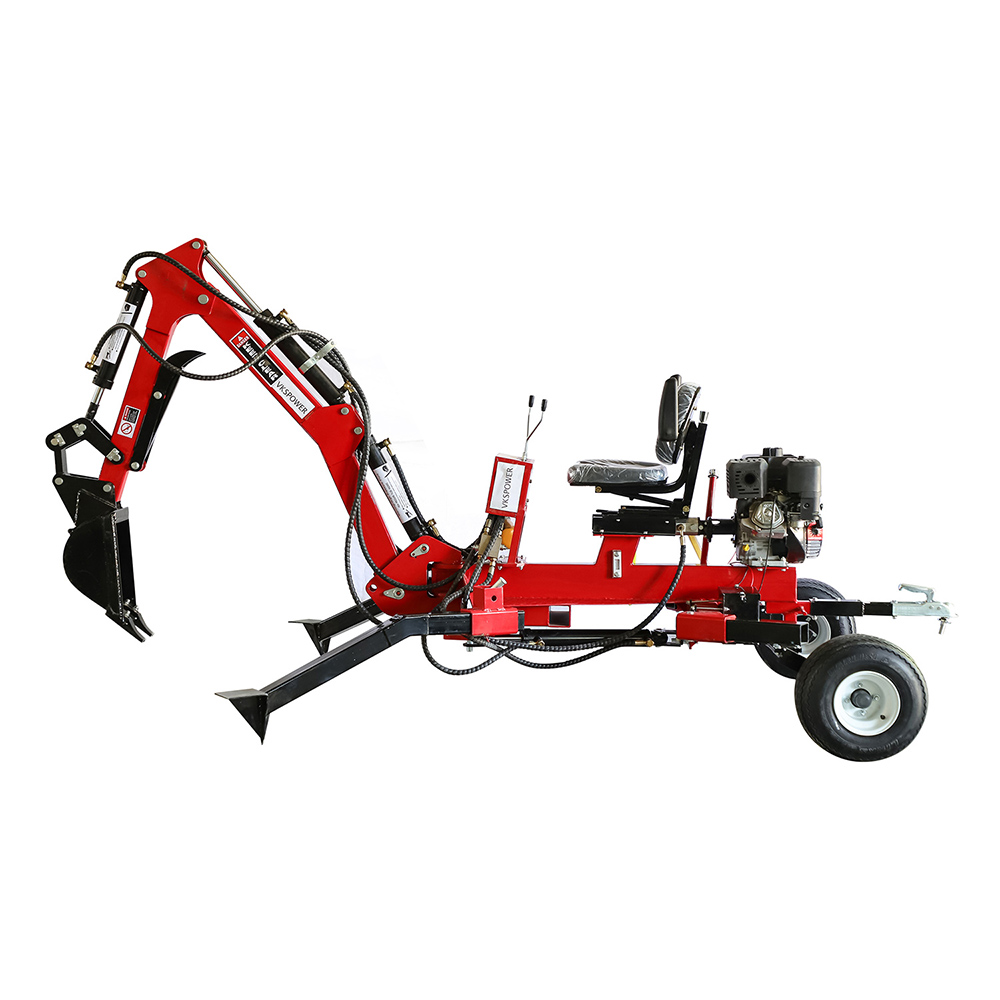9 HP Towable Backhoe Mini Excavator 270cc Gas Engine Small Digger with 9″ Bucket, Thumb