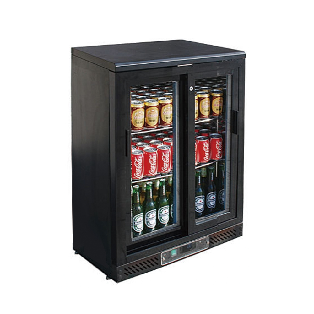 35.4″ Sliding Door Back Bar Cooler Back Bar Beverage Refrigerator with Two Glass Doors 7.4 cu.ft