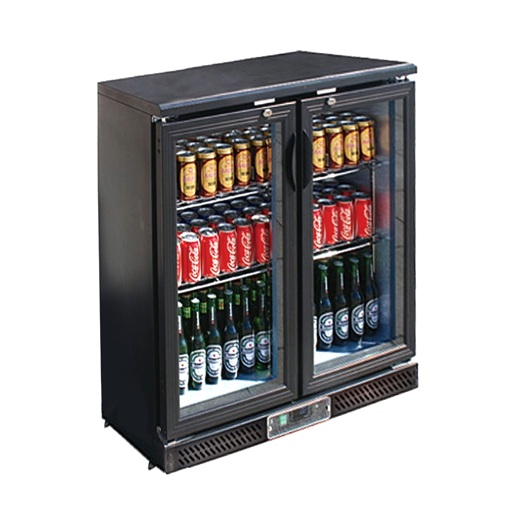 35.4″ Swing Door Back Bar Cooler Back Bar Beverage Refrigerator with Two Glass Doors 7.4cu.ft