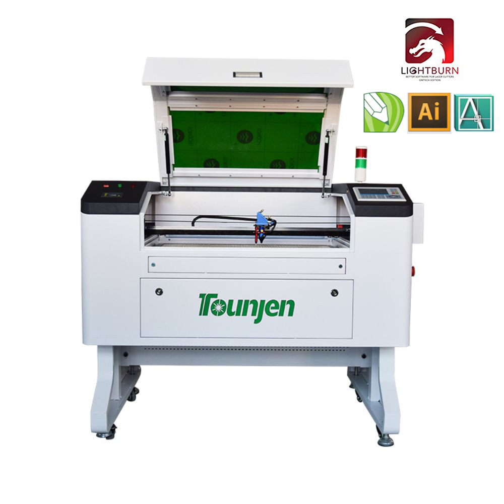 Co2 Laser Engraving Cutter Machine 100W 27 ⁹/₁₆ x 19 ¹¹/₁₆ Inch Auto laser Compatible With LightBurn Software Industrial Water Chiller