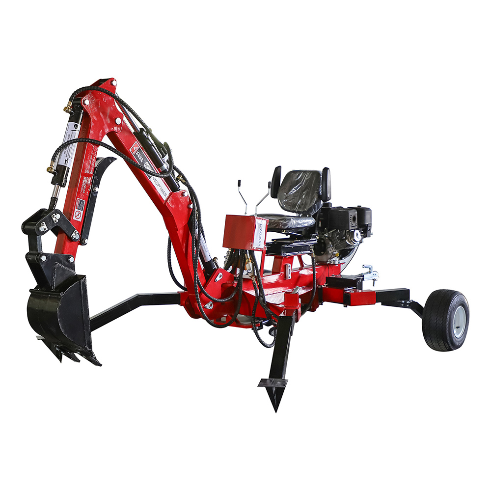 13.5 HP Towable Backhoe Mini Excavator B&S 420cc Gas Engine Small Digger with 9″ Bucket, Thumb and Electric Start