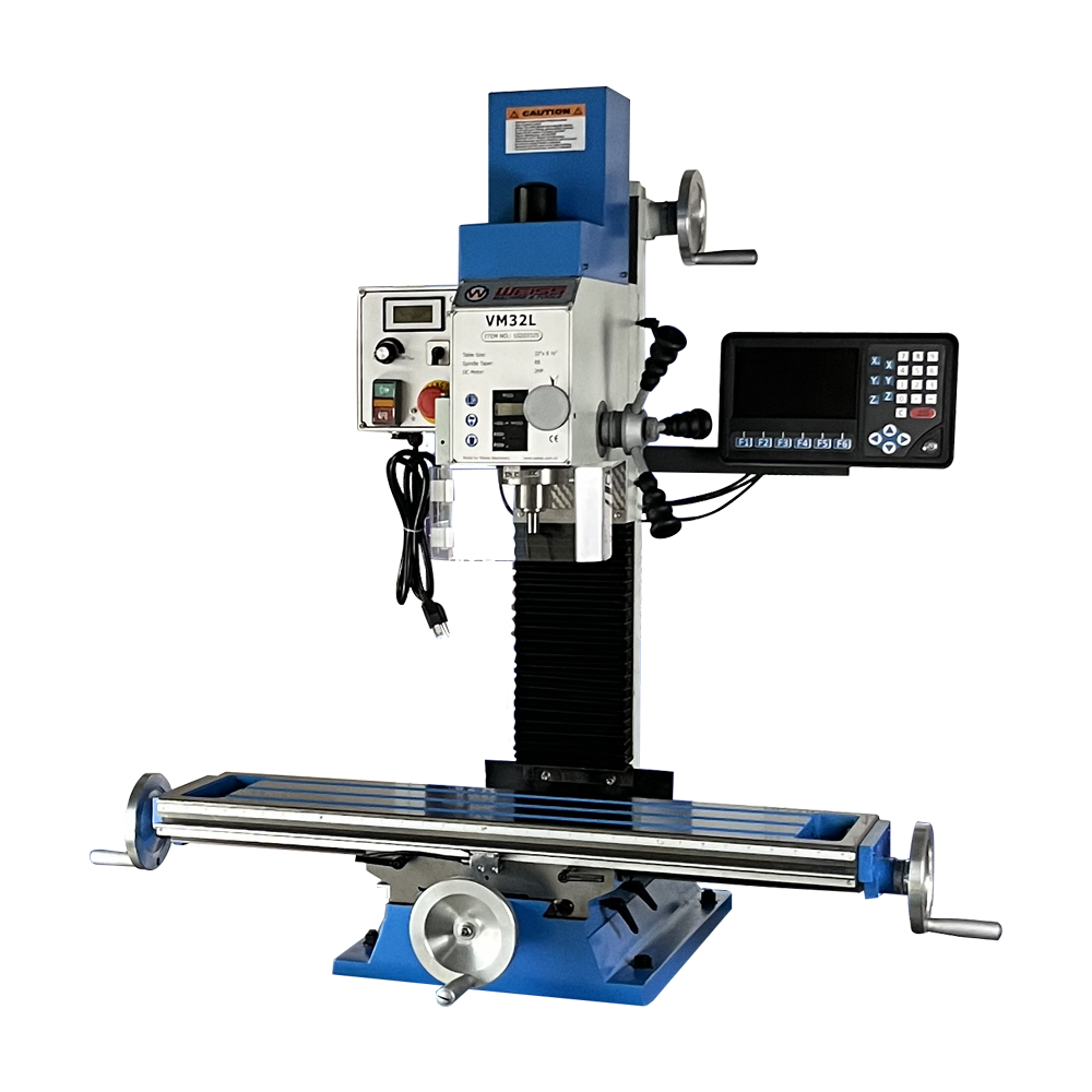 VM32L 8″ x 33″ Benchtop Milling Machine Variable Speed 100-2250 RPM  2HP(1500W) Brushless Motor Bench Mill Drill with R8 Spindle and 3-Axis DRO