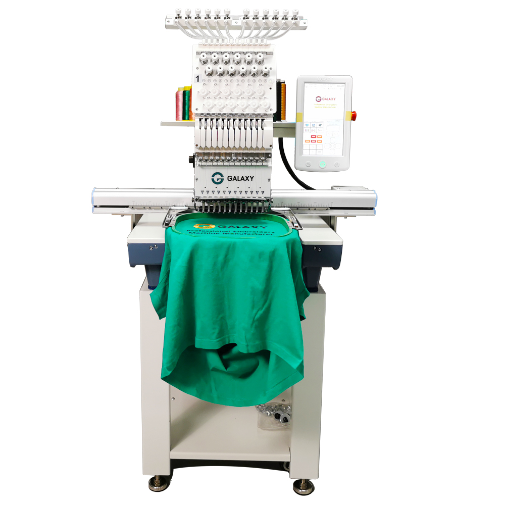 12 Needles Embroidery Machine with Single Head Multifunction Computerized Embroidery Machine Flat T-shirts Cap Garments