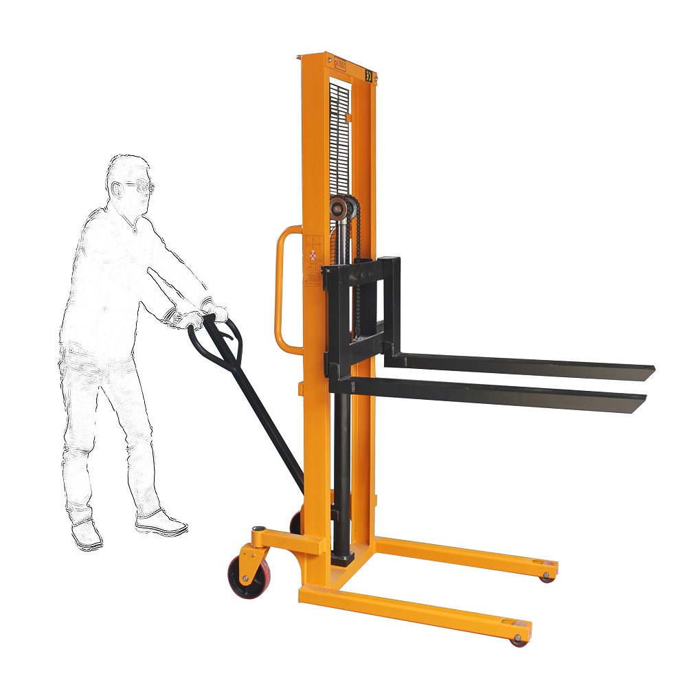 SOVANS Manual Pallet Jack Straddle Legs Stacker 1100lbs Capacity 63 Lift Height with Adjustable Forks Material Lifter 