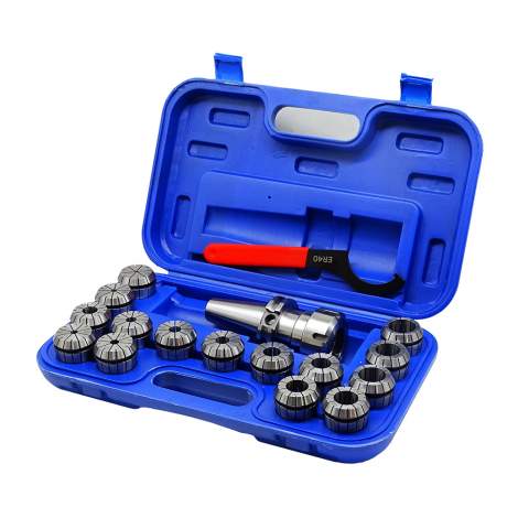 CAT40 Shank ER40 Chuck with 15 pc Collet Set, 1/8" - 1" by 16th
