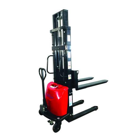 Semi-Electric Stacker 118" Lift 2200Lbs with Adj. Forks