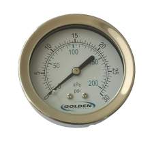 Pressure Gauge 0 to 30 PSI  2.5" 304 Stainless Steel Back Mount