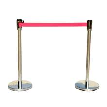 Queue Pole Stainless Steel Red Belt Queue Barrier 2PCS/Set