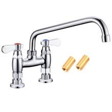 Deck Mount Sink Faucet With 4" Adjustable Centers And 10" Swing Spout