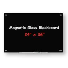 Magnetic Glass Dry Erase Board - 24" x 36" - Black