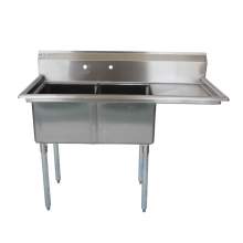 74 1/2" 18-Ga SS304 Two Compartment Commercial Sink Right Drainboard