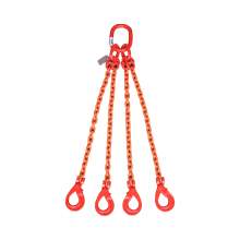 7/32" x 6' Grade 80 Chain Sling w/Self-Locking Hooks 4 Leg, 2400lb WLL