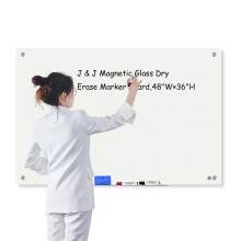 Magnetic Glass Dry Erase Board - 36"x48" - White