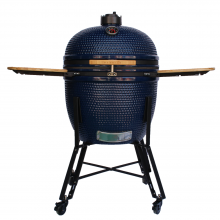 27 Inch Kamado Ceramic Grill Outdoor BBQ With Cart Bamboo Sidetables