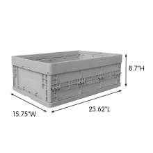 41 Liter Collapsible Crate without Lid 23.62"L x 15.75"W x 8.7"H Gray 5 pieces