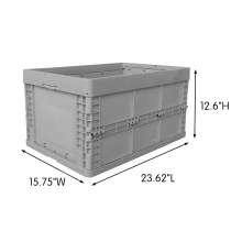 61 Liter Collapsible Crate without Lid 23.62"L x 15.75"W x 12.6"H Gray 5 pieces