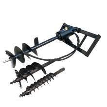 Skid Steer Hydraulic Heavy Duty Auger Frame, Drive and Bit Post Hole Digger With 3 Drilling 6", 12", 14" Bits