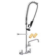 Wall Mount Pre-Rinse Faucet 8" Adjustable With 12" Add On Faucet