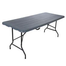 72" x 30" Black Plastic Folding Table Wooden Style