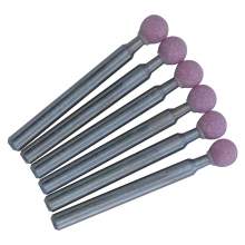 3/16" (D) x 3/16" (T), B123, Ball End, Vitrified Aluminum Oxide Mounted Points, Abrasive, Tree End, 6 Pcs, Made In Taiwan