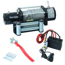 electric12000 lbs 12v with steel cable 4x4 recovery off road winch 7
