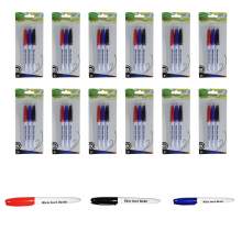 Whiteboard Marker Pen Bullet Tip 3 Colors (Black,Red,Blue) Set of 36