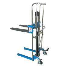 Industrial Grade Portable Manual Stacker 880lbs Capacity Platform Lift Truck with Adjustable Fork 60"Max Lifting Height