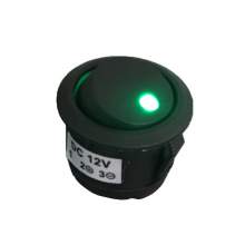 Green Illuminated Round Rocker Switch SPST ON-OFF P5