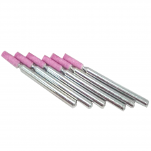 1/8" (D) x 3/8" (T), W145, Cylinder End, Vitrified Aluminum Oxide Mounted Points, Abrasive, 6 Pcs, Made In Taiwan
