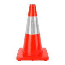 18" PVC Traffic Safety Cone with 6" Reflective Collar Base 11x11" 3lbs