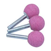 1" (D) x 1" (T),  A25, Ball End, Vitrified Aluminum Oxide Mounted Points, Abrasive, 3 Pcs, Made In Taiwan