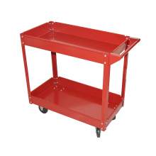 31" x 16" 2 Shelf Heavy Duty Steel Service Cart 220lb Capacity Red