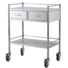 Medical Supply Cart 2 Drawers 2 Shelves Strong Frame Medical Equipment Mobile Medical Carts Commercial Wheel Dental Lab Cart with Drawers