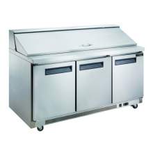 17.5 cu. ft. 3-Door Commercial Food Prep Table Refrigerator in Stainless Steel with Mega Top