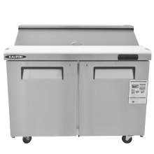 48" Double Door Stainless Steel Refrigerated Salad Sandwich Prep Table Commercial Counter Fan Cooling Refrigerator for Restaurant ETL