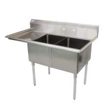 74 1/2" 18-Ga SS304 Two Compartment Commercial Sink Left Drainboard