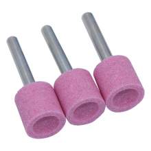 3/4" (D) x 3/4" (T), A39, Cylinder Cup End, Vitrified Aluminum Oxide Mounted Points, Abrasive, 3 Pcs, Made In Taiwan