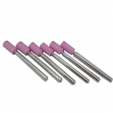 3/16" (D) x 3/8"(T), W153, Cylinder End, Vitrified Aluminum Oxide Mounted Points, Abrasive, 6 Pcs, Made In Taiwan