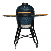 18 In Outdoor Kamado Ceramic Charcoal Grill With Cart  Bamboo Shelves