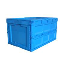 80 Liter Collapsible Crate with Lid 25.59"L x 17.32"W x 14.17"H Blue