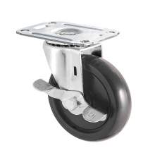3" Light-Duty Swivel Plate With Brake Caster 125 Lb Load Rating