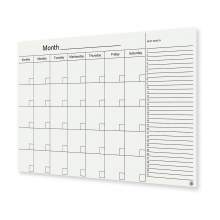 Floating Glass Calendar Whiteboard - 35" x 47" - Magnetic - White