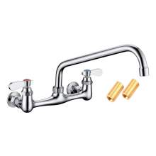 Wall Mount Low Lead  Sink Faucet With 8" Centers And 12" Swing Spout