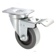 3" Light-Duty Swivel With Total Brake Plate Caster 200 Lb Load Rating