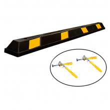 Rubber Parking Curb Stop 72''L x 6''W x 4''H Black With Yellow Stripes