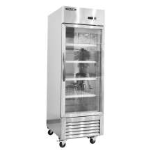Single Glass Door Stainless Steel Reach-In Commercial Refrigerator 20 cu.ft. Restaurant Refrigerators
