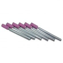 5/32" (D) x 3/8" (T), W150, Cylinder End, Vitrified Aluminum Oxide Mounted Points, Abrasive, 6 Pcs, Made In Taiwan